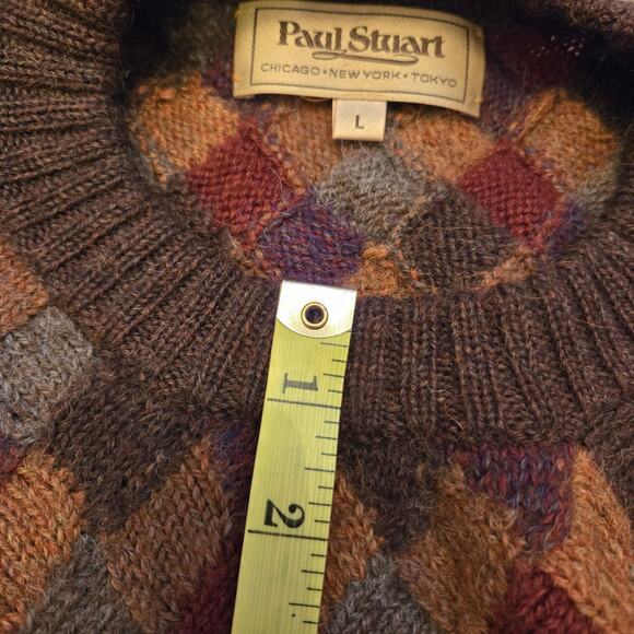 Paul Stuart Mens Sweater Size L Multicolor Handmade Alpaca Wool Crew Neck - Picture 10 of 10